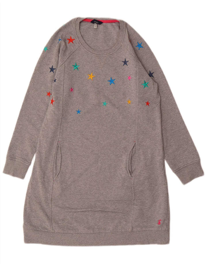 JOULES Womens Jumper Dress UK 12 Medium Grey Spotted Cotton