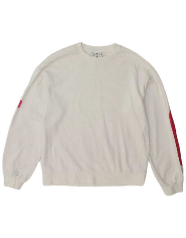 Felpa grafica da donna Champion Jumper UK 20 2XL Cotone bianco