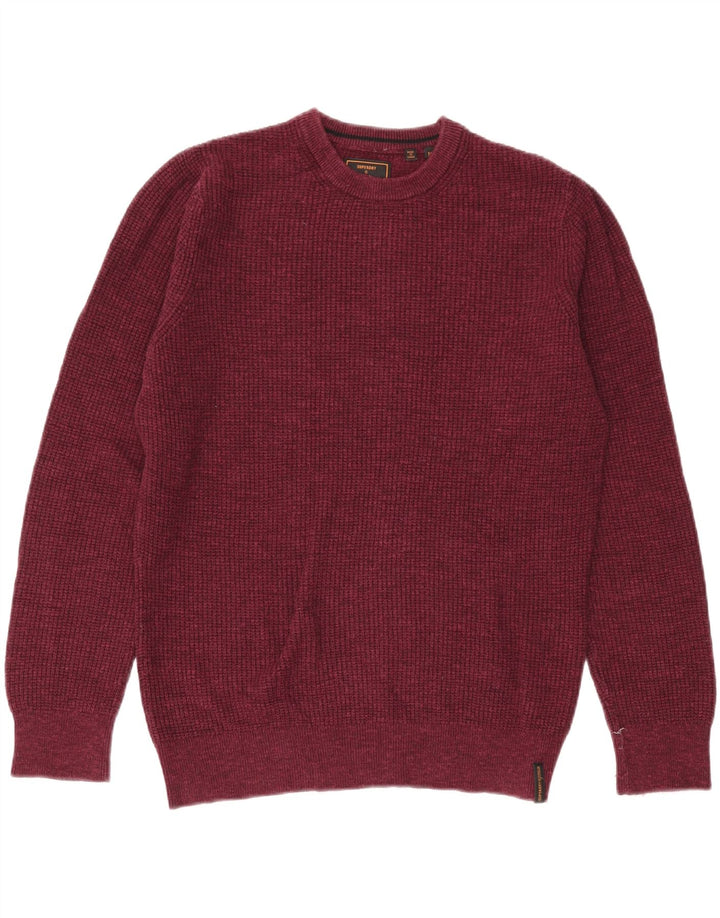 Maglione da uomo girocollo Superdry in cotone bordeaux medio