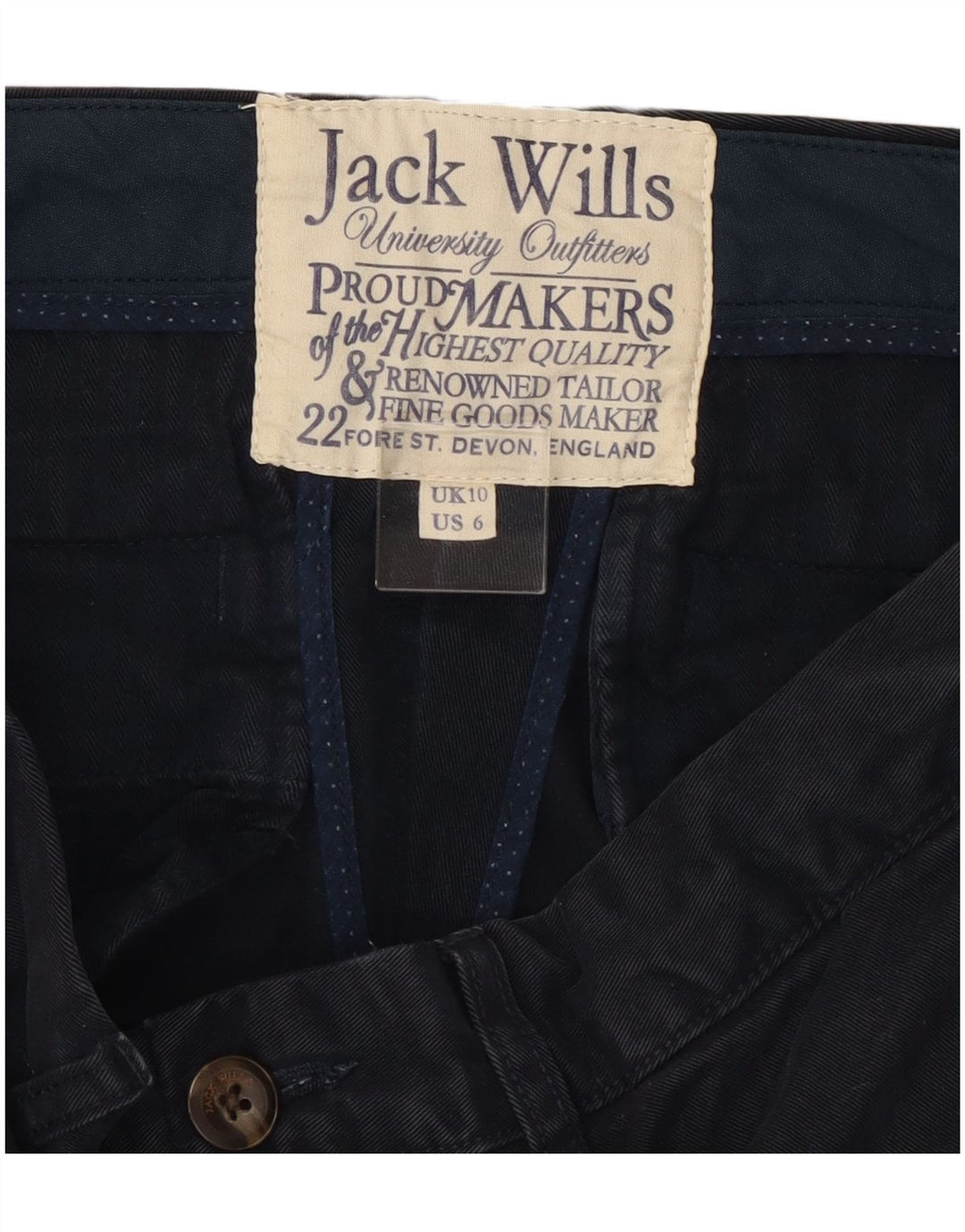 Pantaloni caldi da donna Jack Wills UK 10 piccoli W32 blu navy