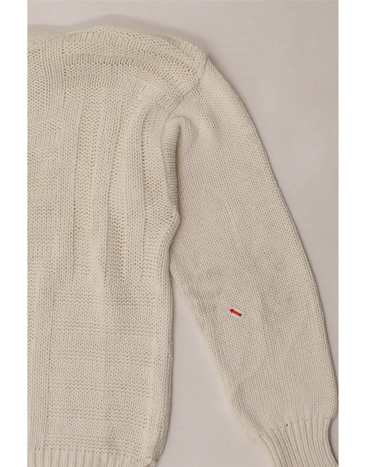 VINTAGE Womens Boat Neck Jumper Sweater UK 14 Medium Off White Vintage Vintage and Second-Hand Vintage from Messina Hembry 