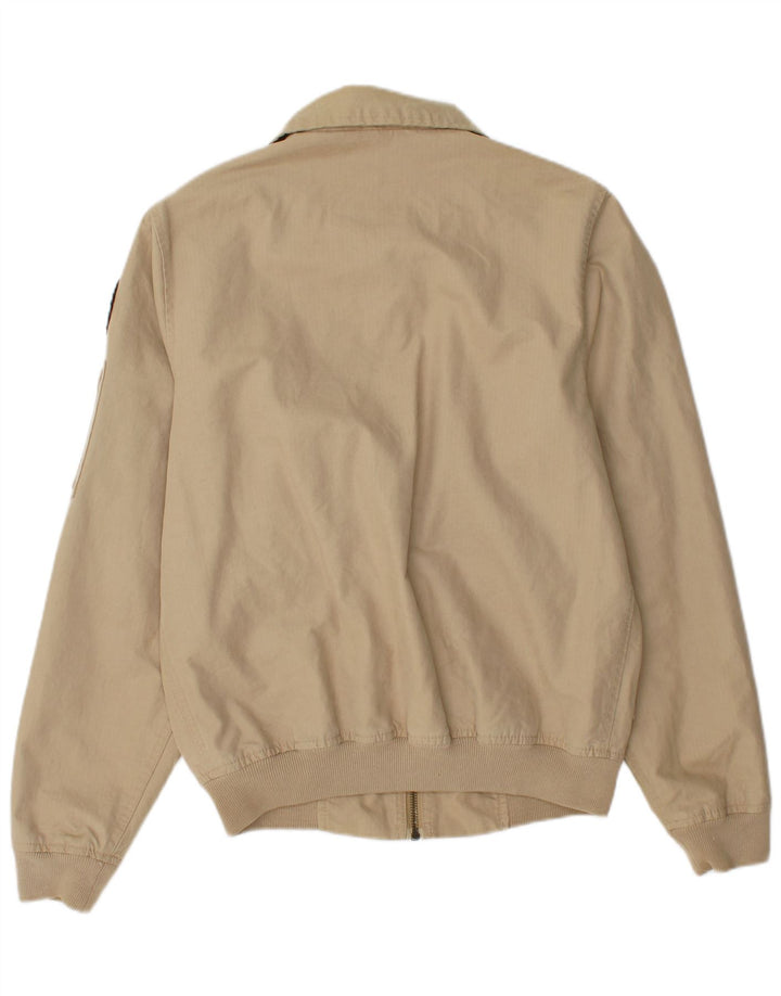 SCOTCH & SODA Bomber grafico da uomo UK 36 piccolo cotone beige