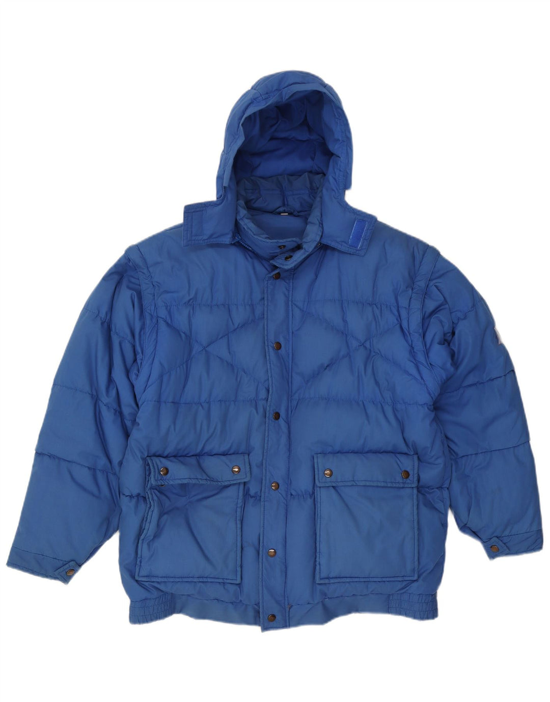 Creation Giacca imbottita con cappuccio da uomo IT 50 Large Blu Poliestere