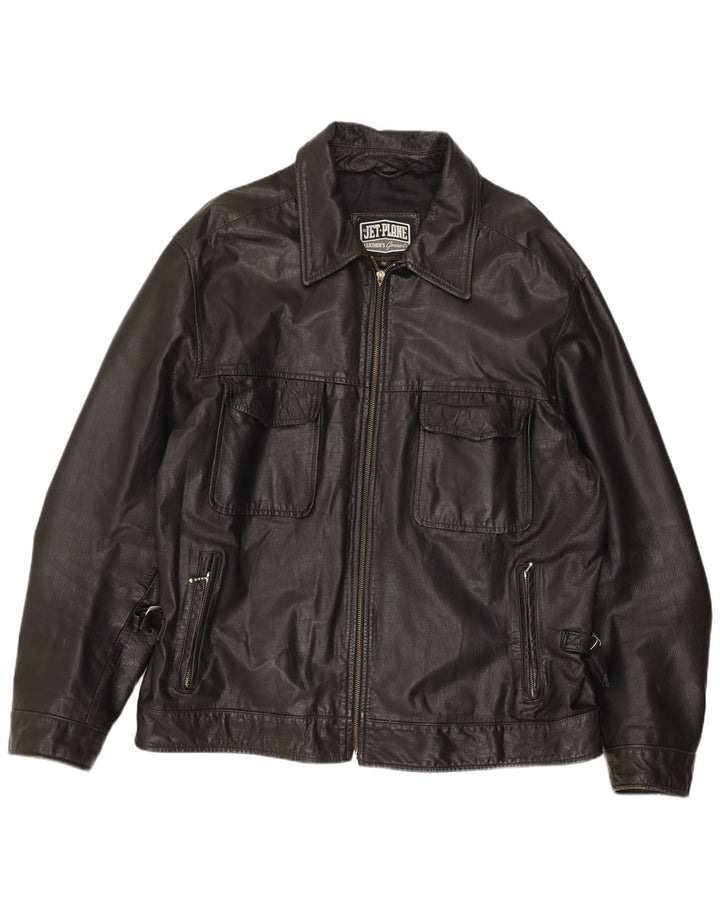 Giacca in pelle da uomo Jet Plane IT 56 3XL Pelle nera