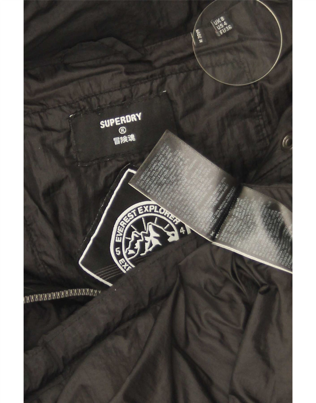 Giacca imbottita oversize con cappuccio da donna Superdry UK 8 Small Nylon nero