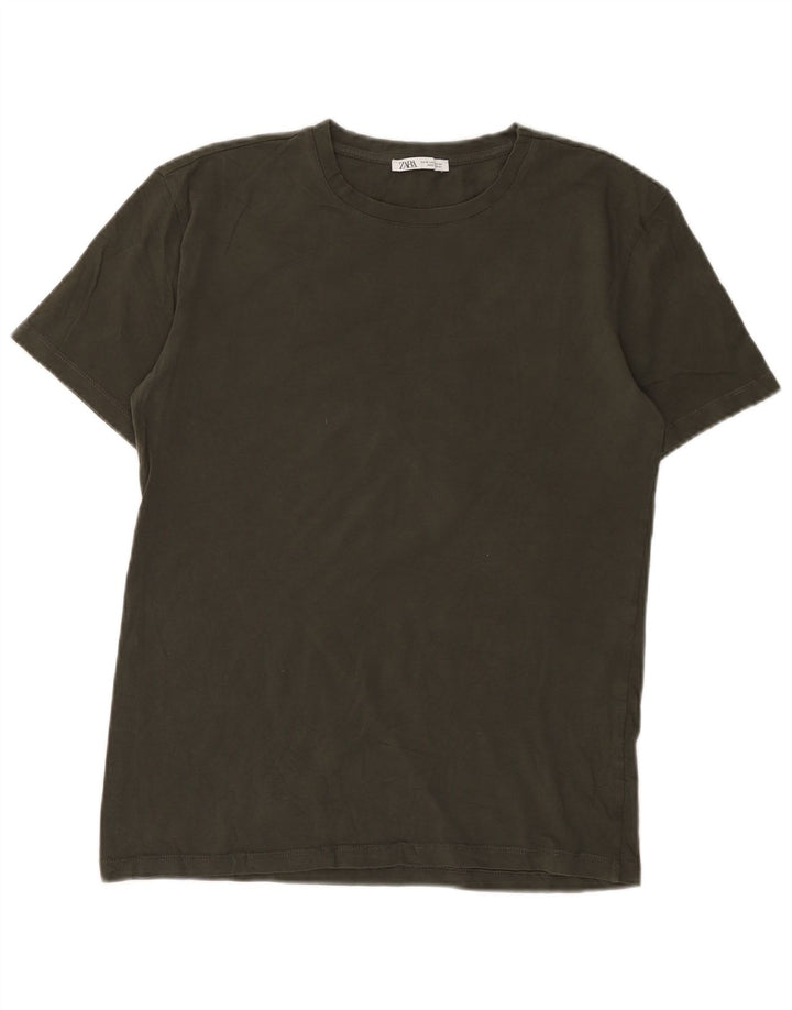 T-shirt da uomo Zara Top in cotone marrone medio
