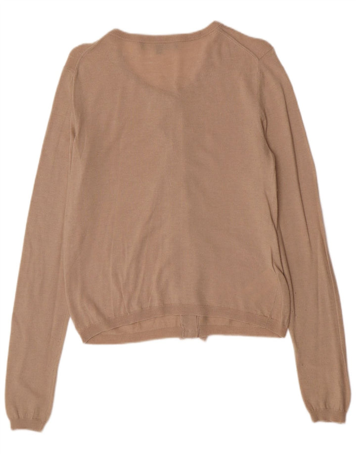 Maglia Cardigan Donna con Volant Frontale Elisabetta Franchi IT 44 Beige Medio