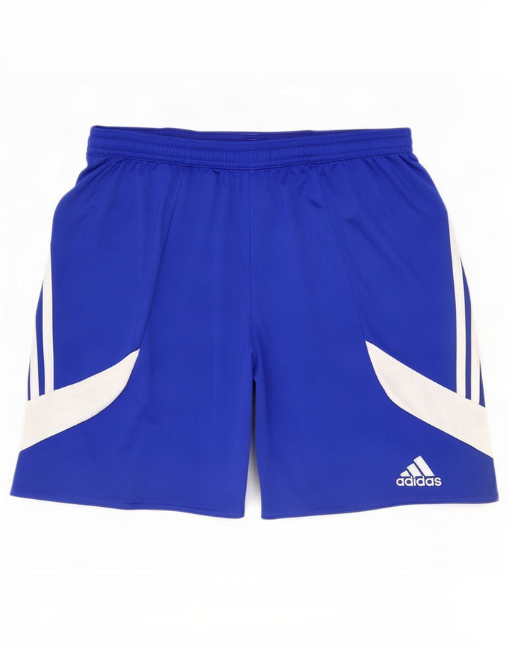 Pantaloncini sportivi Adidas Climalite da uomo in poliestere color block blu medio