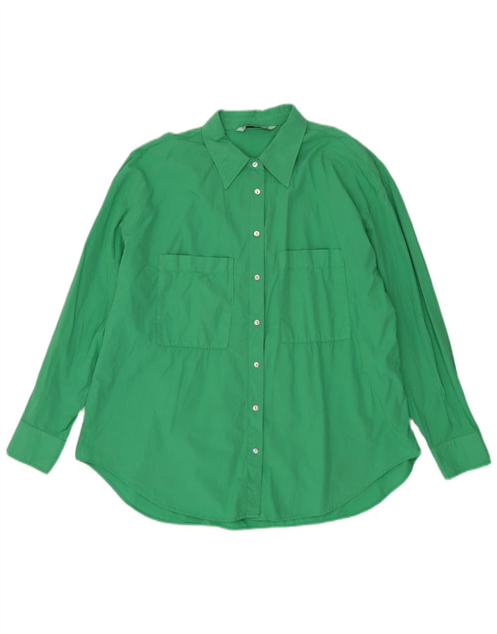 Camicia oversize da donna ZARA UK 16 grande in cotone verde