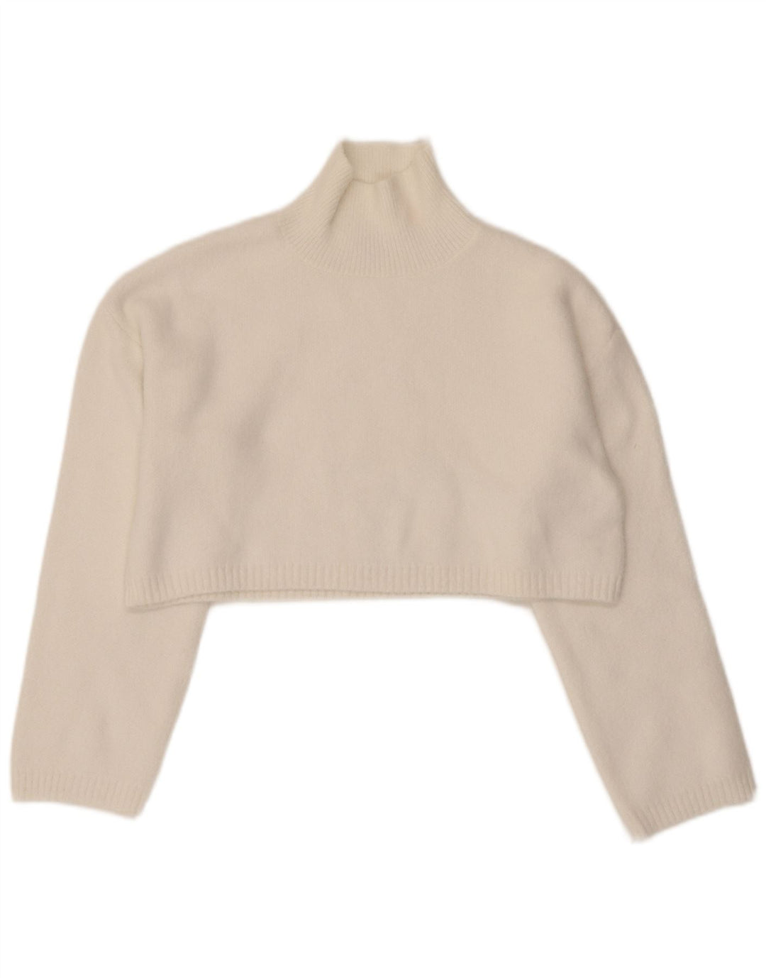 Maglione corto a collo alto da donna Zara UK 10 piccolo bianco in poliammide