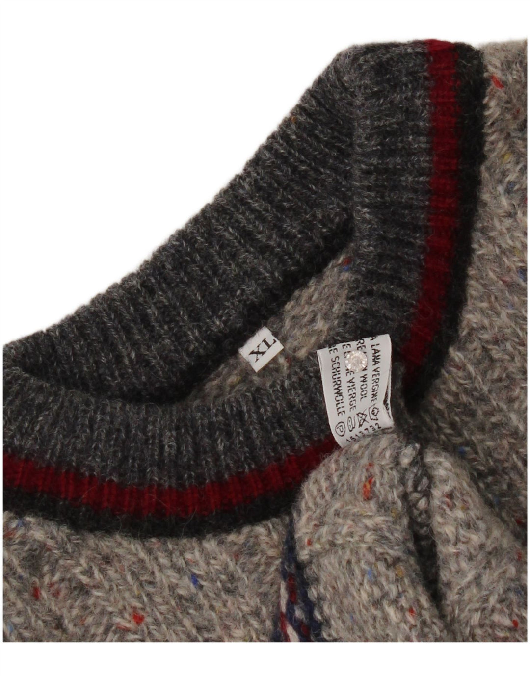 Maglione Kappa da uomo girocollo XL in lana vergine screziata grigia
