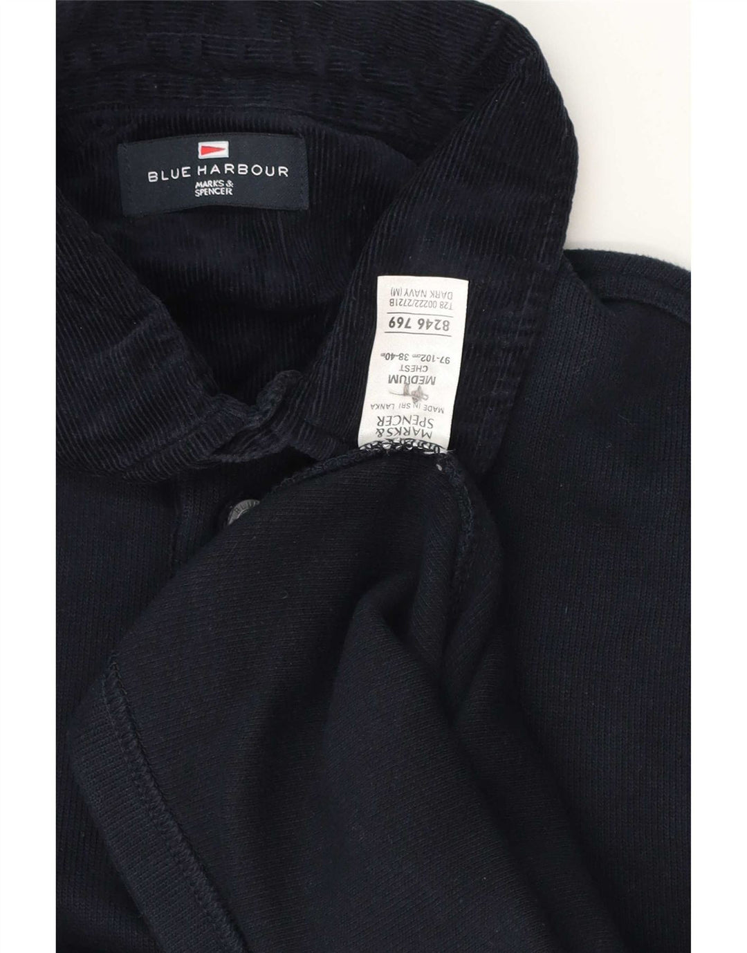 Polo a maniche lunghe da uomo Marks & Spencer Blue Harbour in cotone blu scuro medio