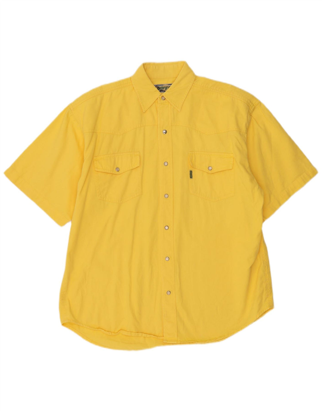 Camicia vintage da uomo a maniche corte grande in cotone giallo