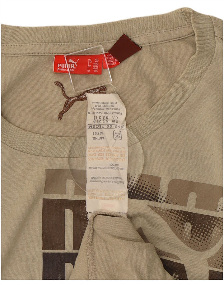 Puma Maglietta grafica da uomo a maniche lunghe 2XL Cotone beige