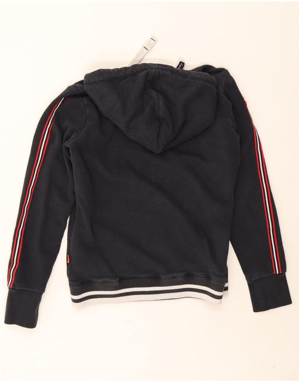 Felpa con cappuccio e zip grafica da donna Superdry UK 14 Large in cotone blu navy