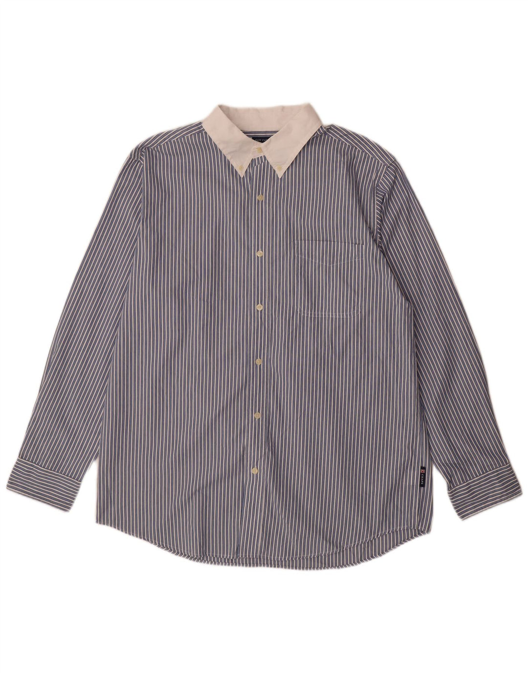 Chaps Camicia da uomo Easy Care, cotone a righe grandi blu