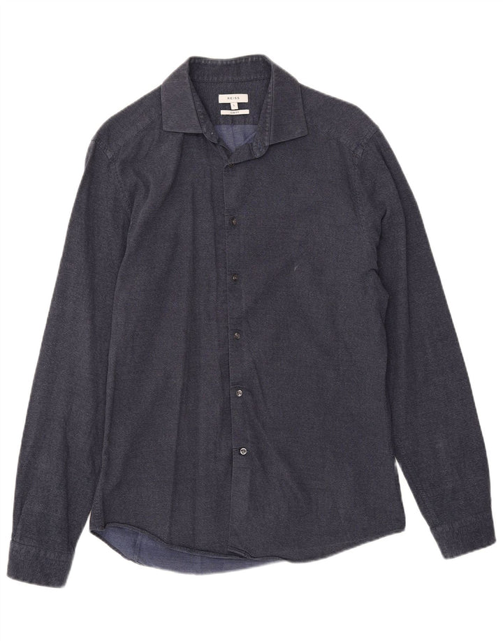 Camicia Reiss da uomo slim fit grande in cotone blu navy