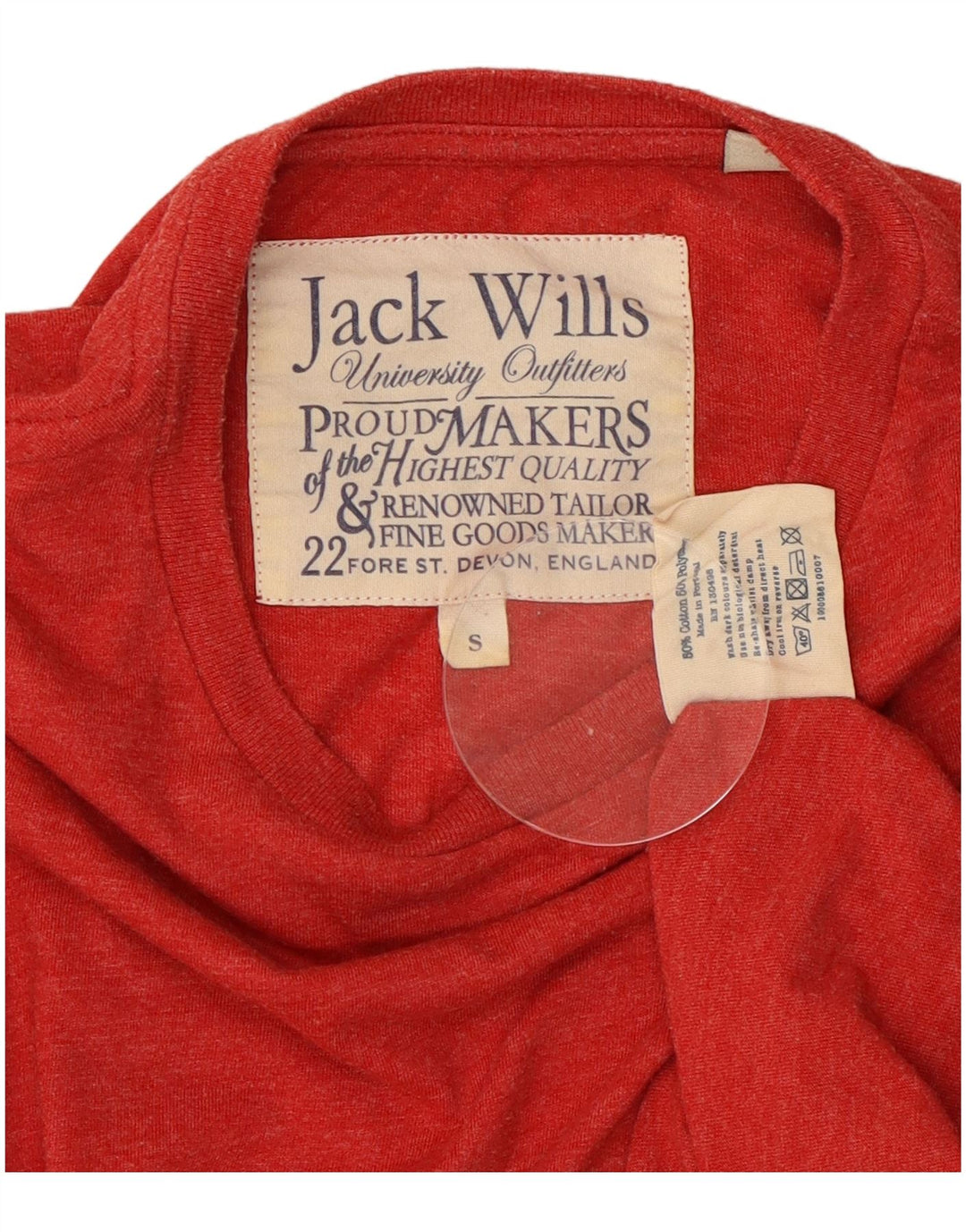 JACK WILLS Top grafico da uomo a maniche lunghe piccolo in cotone rosso