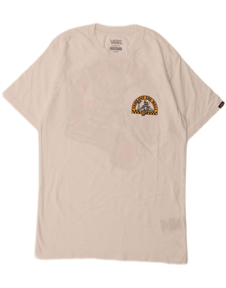 VANS Mens Classic Fit Graphic T-Shirt Top Small White Cotton Vintage Vans and Second-Hand Vans from Messina Hembry 