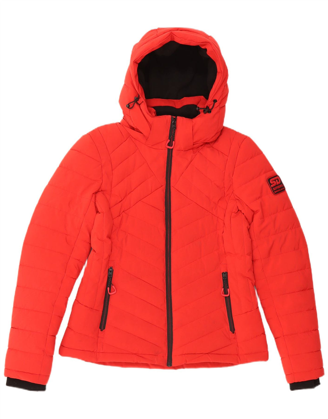 Giacca imbottita con cappuccio oversize da donna Superdry UK 10 piccola rossa in poliestere