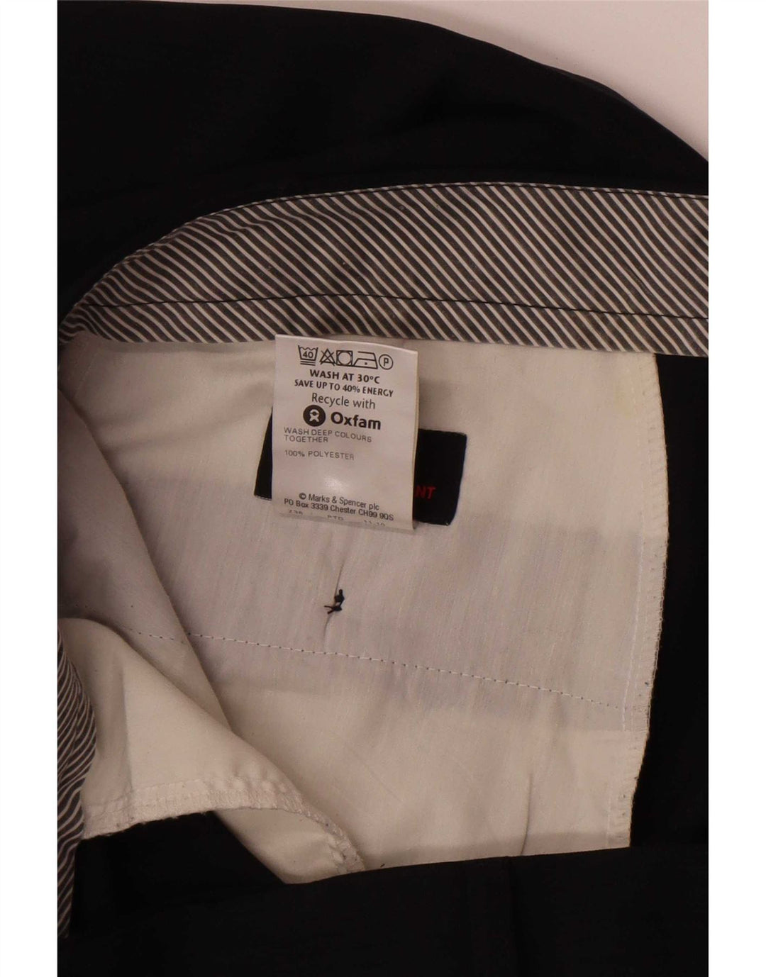Pantaloni da abito dritti da uomo Marks & Spencer W38 L33 poliestere blu navy