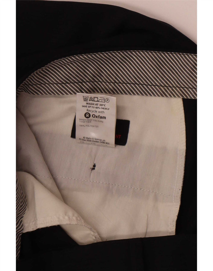 Pantaloni da abito dritti da uomo Marks & Spencer W38 L33 poliestere blu navy