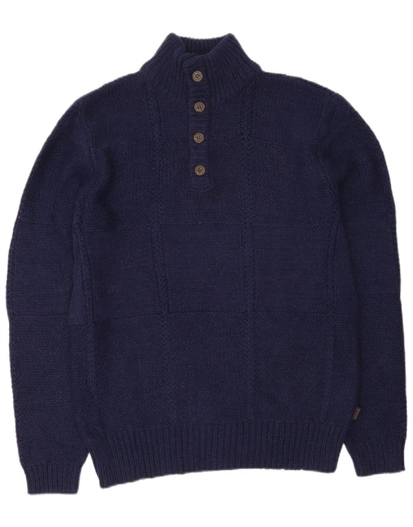Maglione da uomo HUGO BOSS vestibilità regolare con collo a bottoni grande blu navy