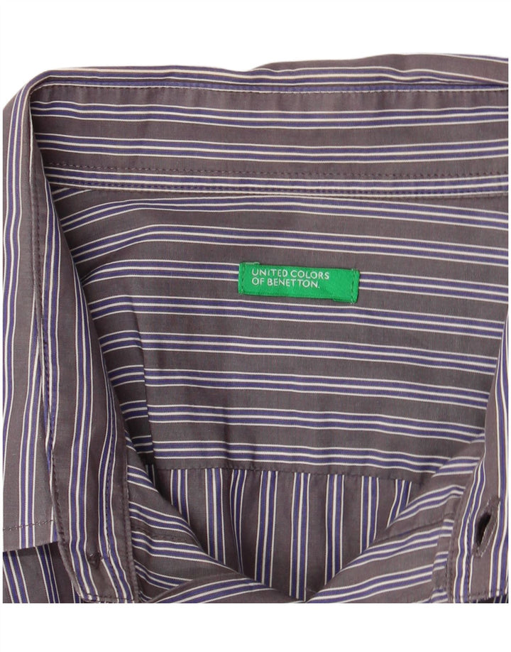 Camicia Uomo BENETTON Righe Grandi Grigie