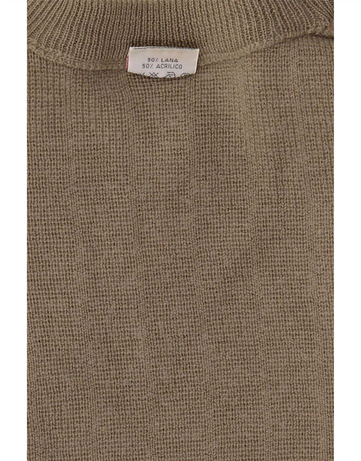 Maglione da uomo girocollo Bernardini XL in lana geometrica kaki