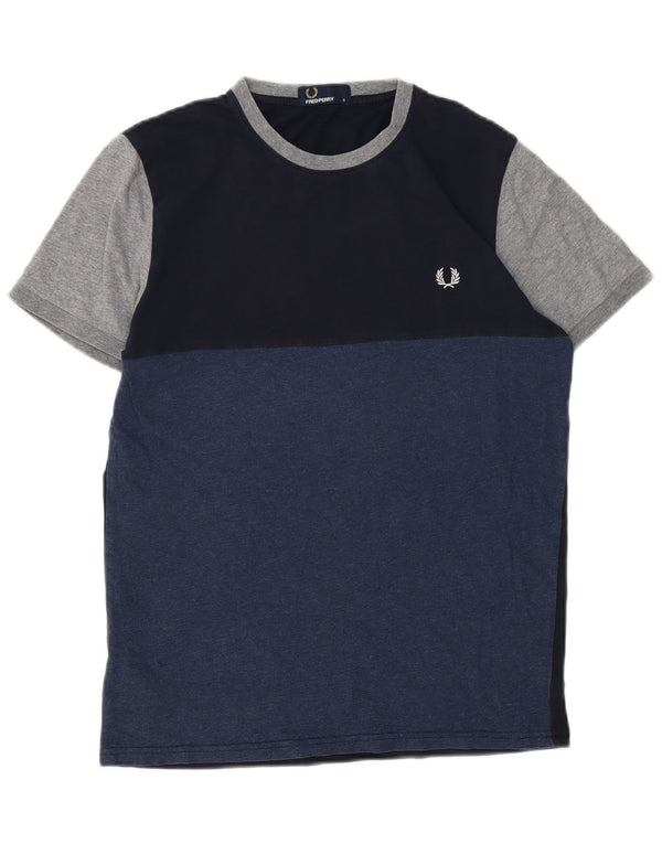 T-shirt da uomo Fred Perry Top Small in cotone color block blu navy