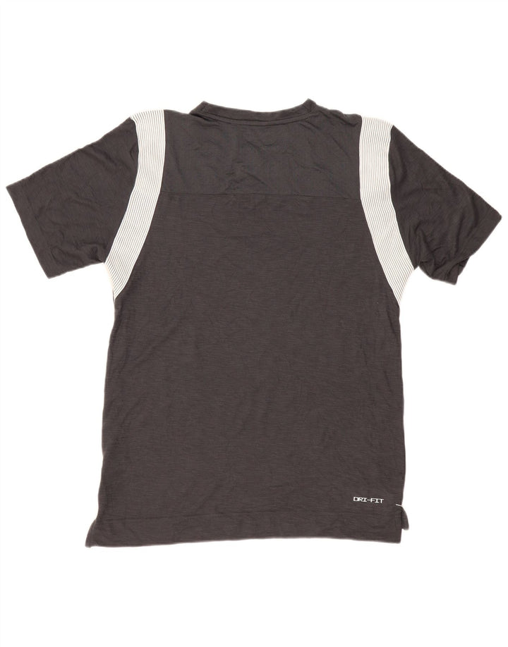 Nike Uomo Dri Fit T-shirt grafica Top Large Nero Gessato Poliestere