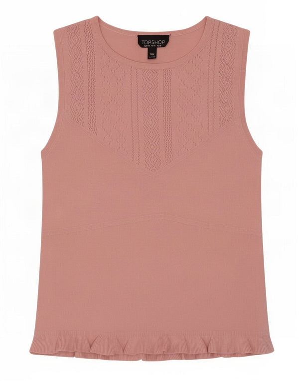 Topshop Camicetta senza maniche da donna Top UK 8 Small Rosa Viscosa