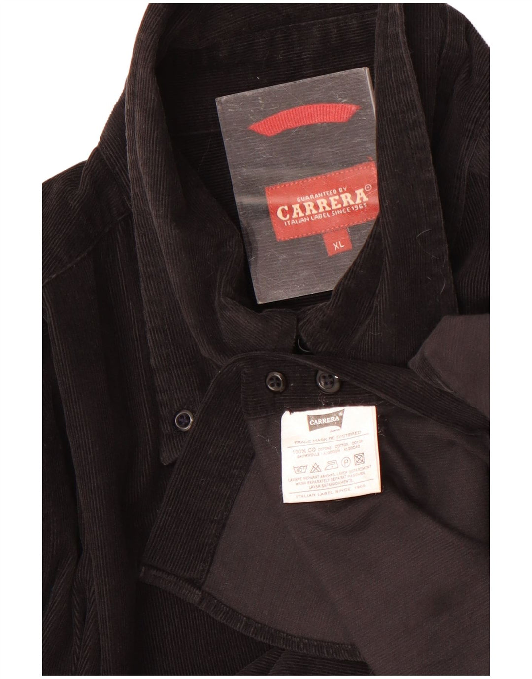 Camicia da uomo in velluto a coste Carrera XL in cotone nero