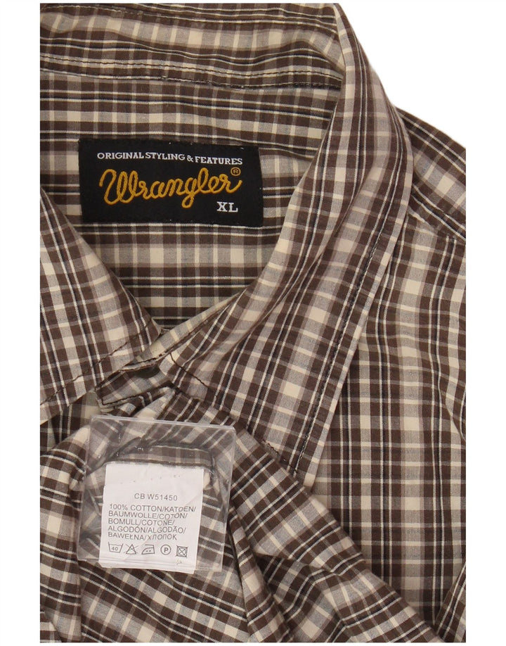 Camicia da uomo in flanella Wrangler XL in cotone a quadri marrone