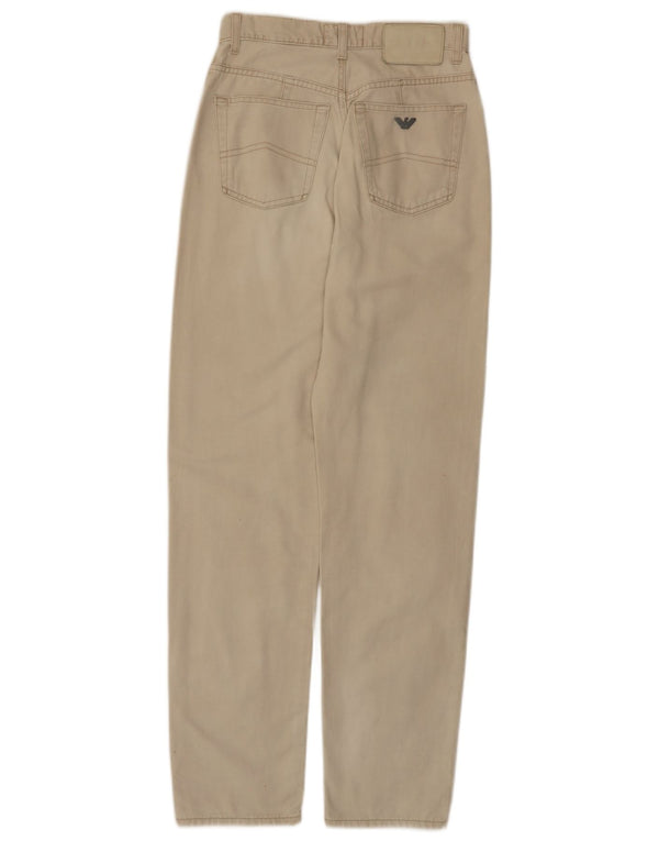 Pantaloni casual affusolati a vita alta da donna Armani W28 L30 in cotone beige