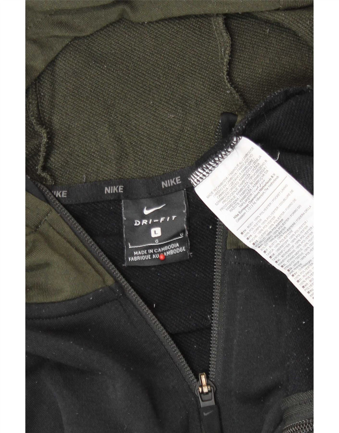 Felpa con cappuccio e zip Nike da uomo, grande, in poliestere color block nero