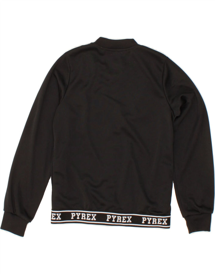 PYREX Girls Graphic Tracksuit Top Jacket 10-11 Years Small Black Polyester Vintage Pyrex and Second-Hand Pyrex from Messina Hembry 