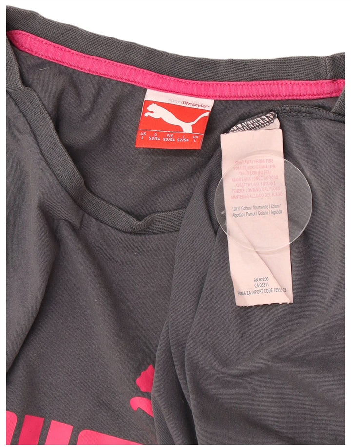 T-shirt grafica da uomo Puma grande in cotone grigio