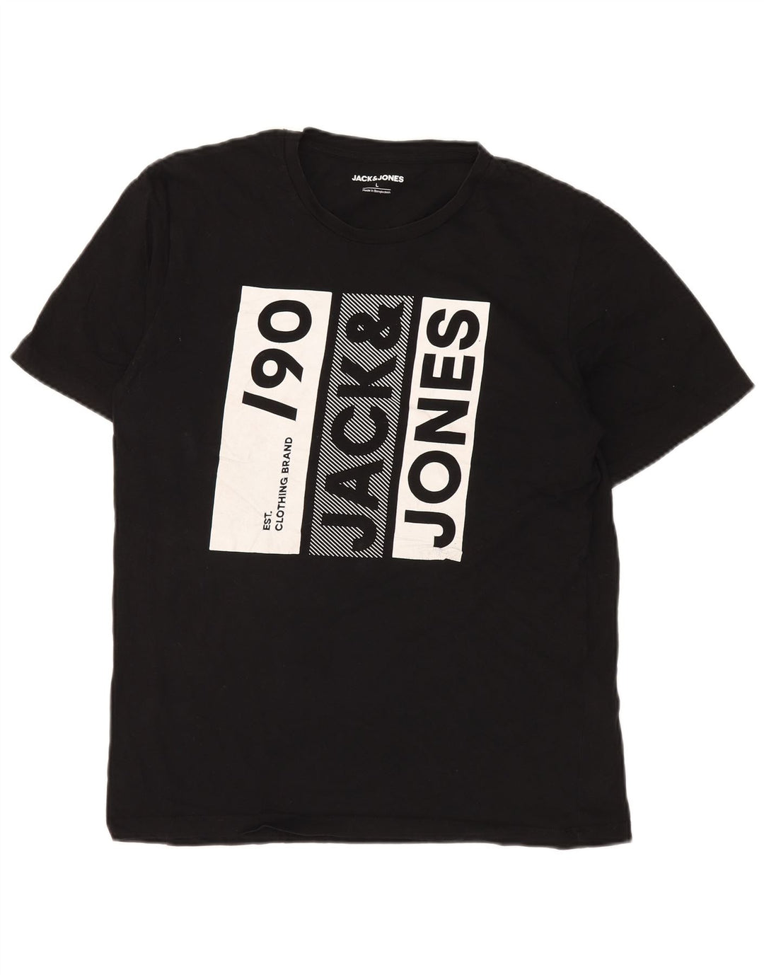 Jack & Jones T-shirt grafica da uomo grande in cotone nero