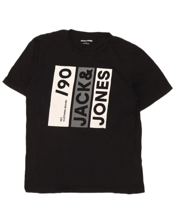 Jack & Jones T-shirt grafica da uomo grande in cotone nero