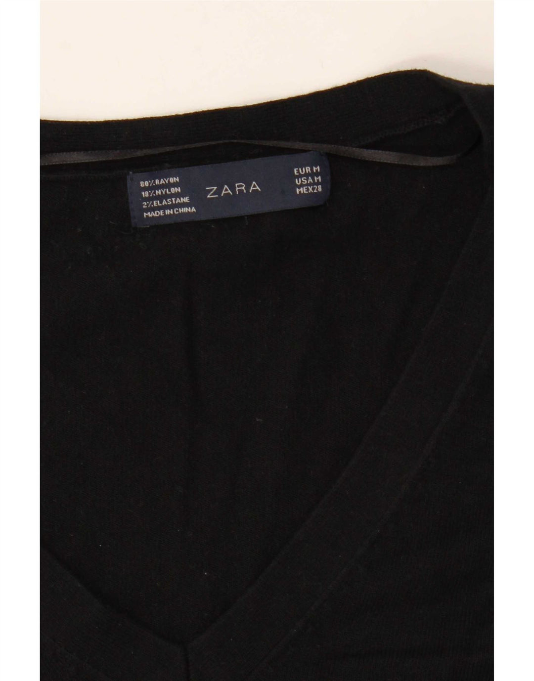Maglione Zara da donna con scollo a V UK 14 Rayon nero medio