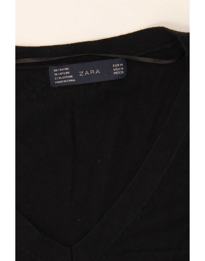 Maglione Zara da donna con scollo a V UK 14 Rayon nero medio