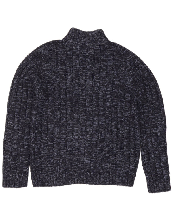 Maglione da uomo Marks & Spencer con zip e collo XL in acrilico screziato blu navy