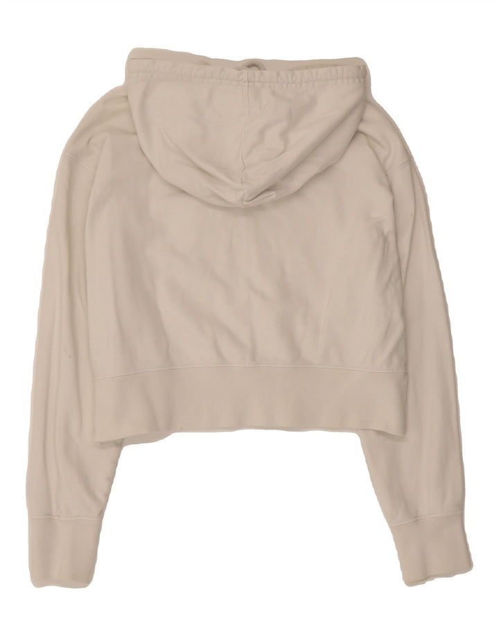 CHAMPION Womens Crop Graphic Hoodie Jumper UK 14 Medium White Vintage Champion and Second-Hand Champion from Messina Hembry 