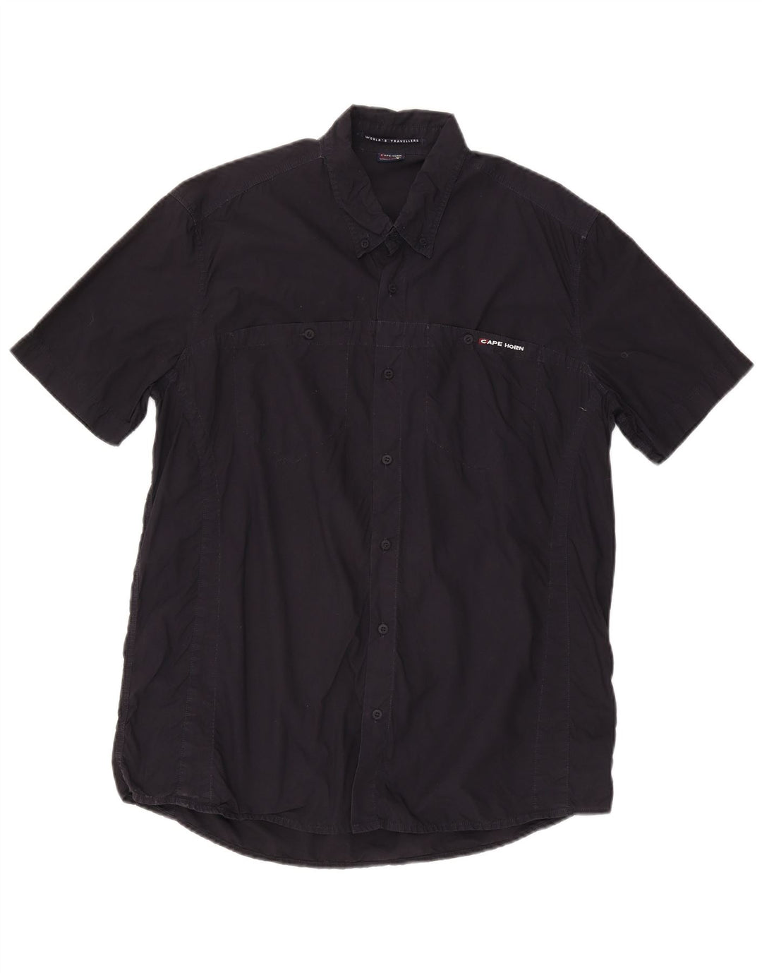 Camicia a maniche corte da uomo Cape Horn IT 52 Large in cotone blu navy