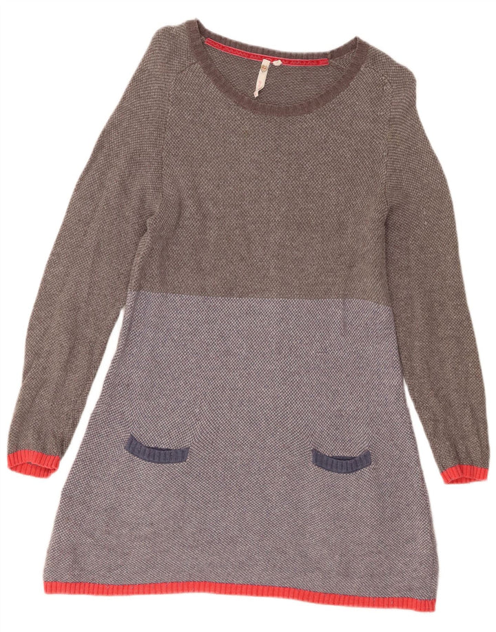 WHITE STUFF Abito maglione da donna UK 12 Cotone color block grigio medio