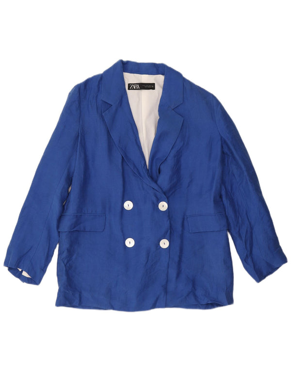 Giacca blazer oversize doppio petto da donna Zara UK 6 XS blu Lyocell