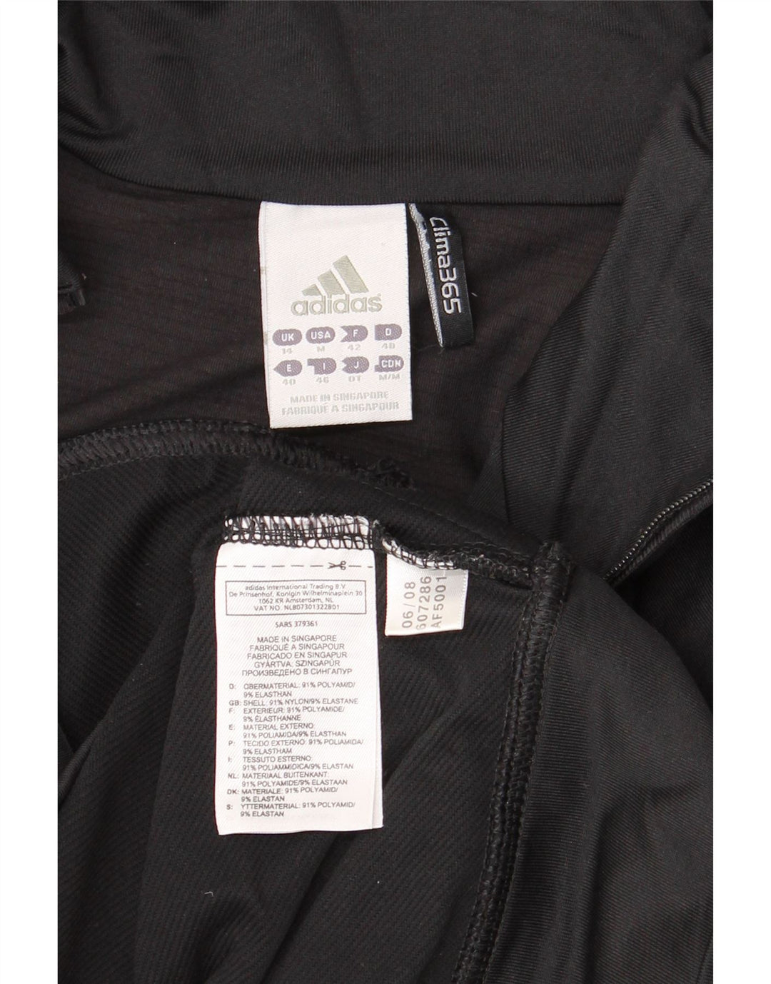 Giacca da tuta da donna ADIDAS Climalite UK 14 Large nera in poliammide
