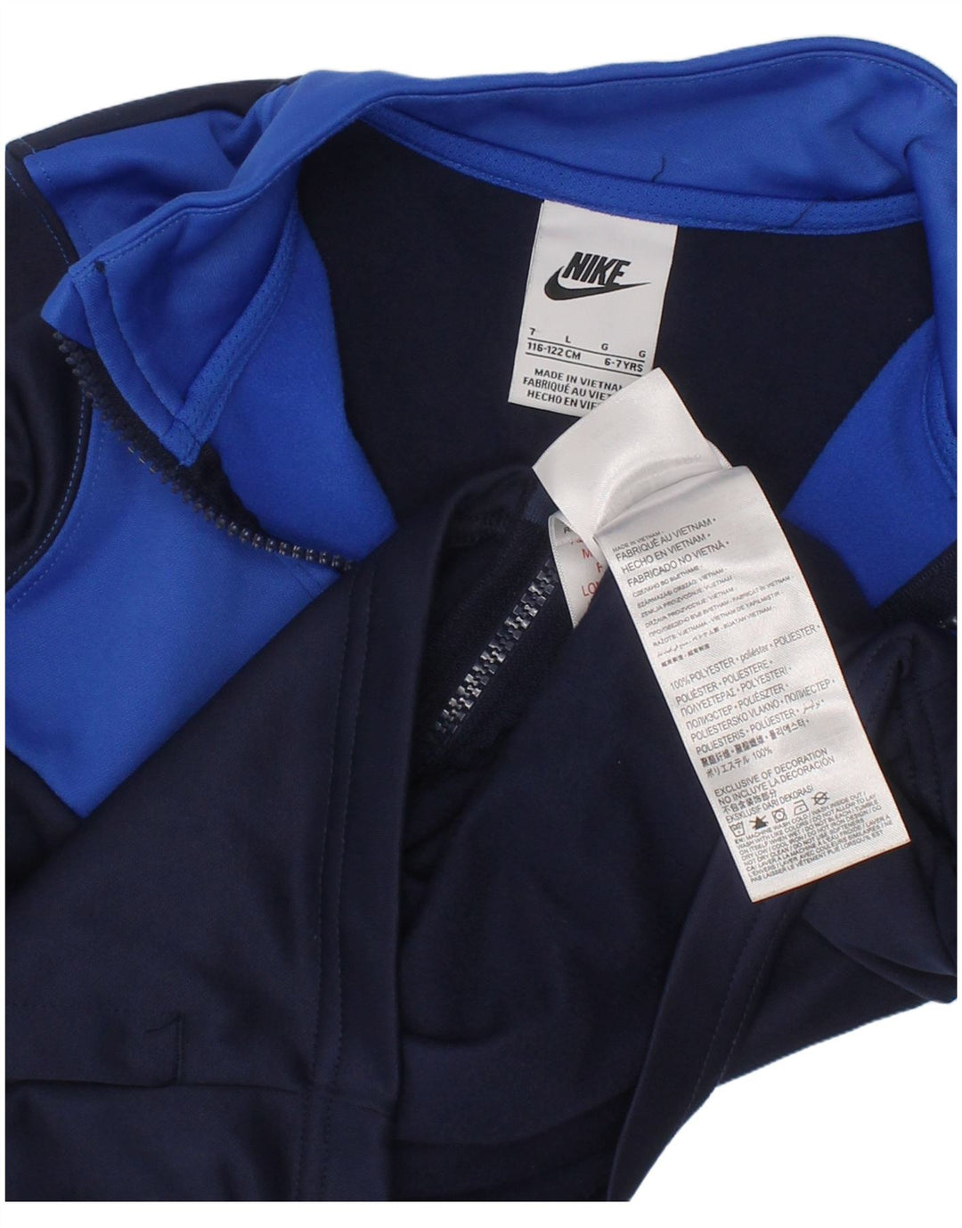 Giacca superiore della tuta da ragazzo Nike 6-7 anni Large Blu Navy Colourblock