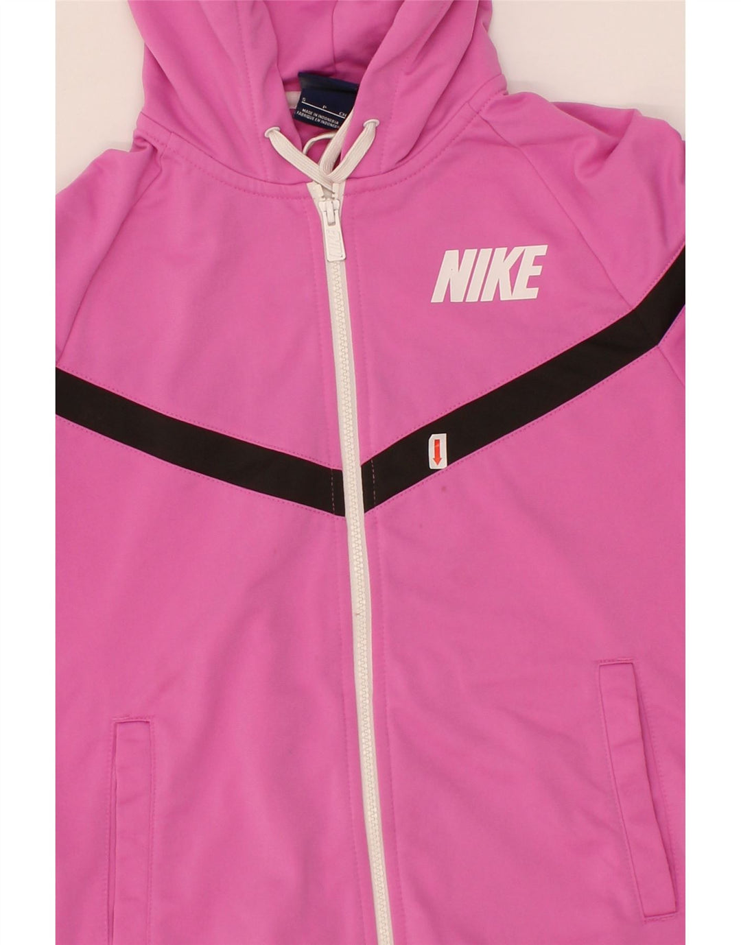 NIKE Womens Zip Hoodie Sweater UK 10 Small Pink Colourblock Polyester Vintage Nike and Second-Hand Nike from Messina Hembry 
